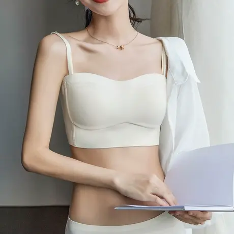 聚拢抹胸内衣女防走光无痕大胸显小胸裹胸吊带文胸罩薄款美背一体图片
