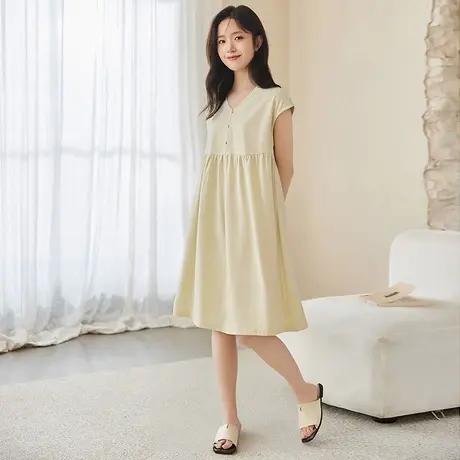 顶瓜瓜蓬蓬睡裙女士夏季薄款无袖中长款孕妇可穿睡衣纯棉裙子新品图片