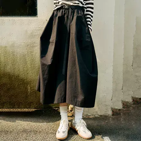 a02设计感休闲裙裤个性工装半身裙2025春季街头风七分女式下装图片