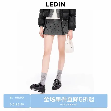 【商场同款】乐町波点蝴蝶结短裙24年冬季新款A字半身裙C1GEE4362图片