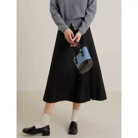 弥古黑色半身裙法式赫本风半裙秋冬2023新款女裙子显瘦高腰a字裙图片