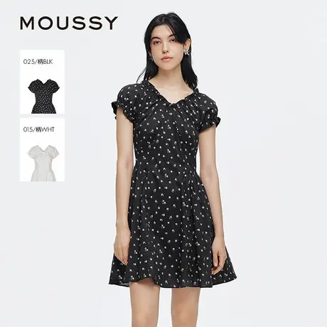 【慧姐专享】MOUSSY甜美风花边V领泡泡袖碎花连衣裙028ISA33-3951图片