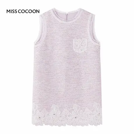 【七七酱直播间】MISSCOCOON无袖紫色裙子女小香风A字连衣裙图片