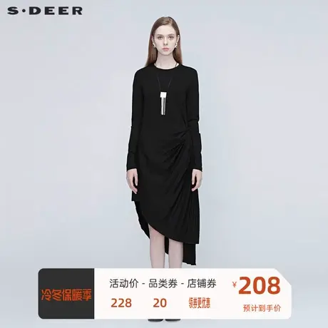sdeer圣迪奥不规则连衣裙女装显高显瘦女装休闲时尚裙子S20381225图片