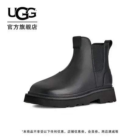 UGG秋季新款男士舒适时尚潮流低跟纯色圆头套筒切尔西短靴1172990图片