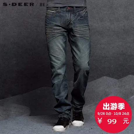 sdeerhe圣迪奥男装宽松韩版中腰牛仔裤H14470892图片