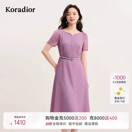 【三醋酸】珂莱蒂尔2025年夏季新款简约法式淑女风收腰连衣裙女图片