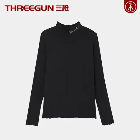 三枪50S女士上衣打底半高领女修身秋衣薄款保暖樽领花边轻柔内穿图片