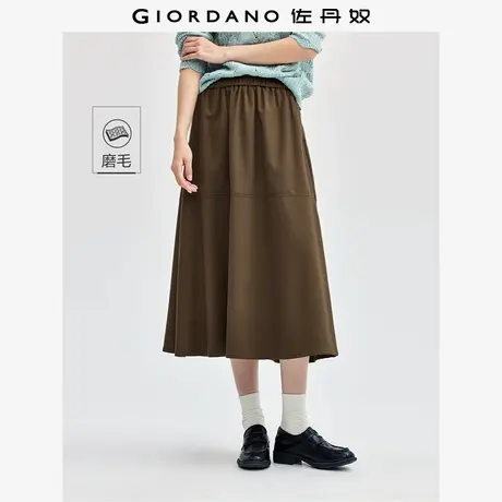 佐丹奴裙子女装磨毛破骨伞型松紧腰梭织半身裙 05464717图片