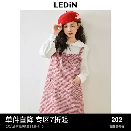 乐町翻边甜美蝴蝶结吊带裙24年春季新款小香风连衣裙氛围感年会裙图片