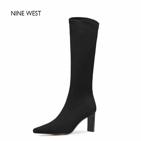 奥莱专供Nine West/玖熙法式复古尖头弹力瘦瘦长靴不过膝长筒靴冬图片