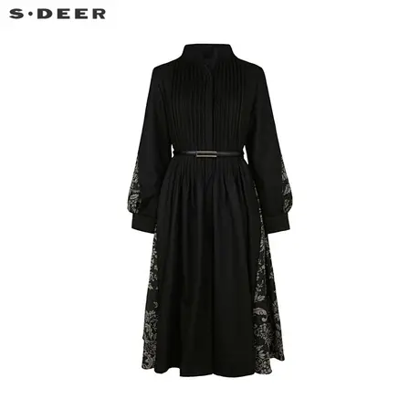sdeer圣迪奥女装立领风琴褶收腰印花羽绒服S234Z2432图片