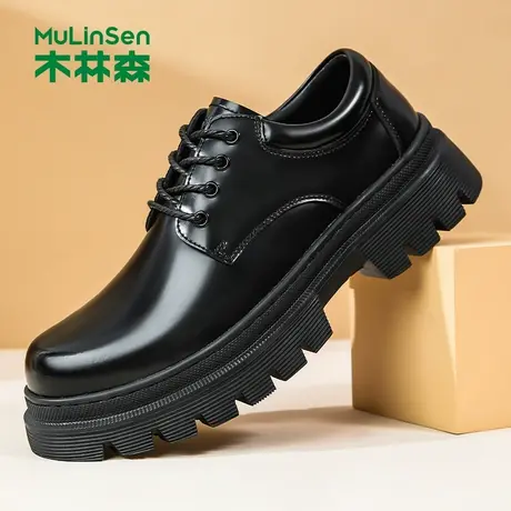 木林森皮鞋男2025年新款商务正装皮鞋男士厚底耐磨大头皮鞋德比鞋图片