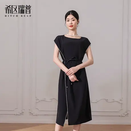 希区瑞普设计感宽松显瘦不规则气质珍珠连衣裙图片