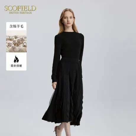 【含绵羊毛】Scofield女装舒适优雅针织连衣裙收腰年冬季图片