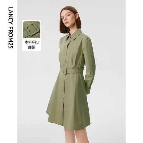 朗姿棉质法式气质高级感别致衬衫连衣裙2023春秋季新款修身裙子女图片