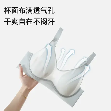 夏季凉冰丝大码文胸无痕薄款软钢圈睡眠内衣大胸显小胖mm聚拢胸罩图片