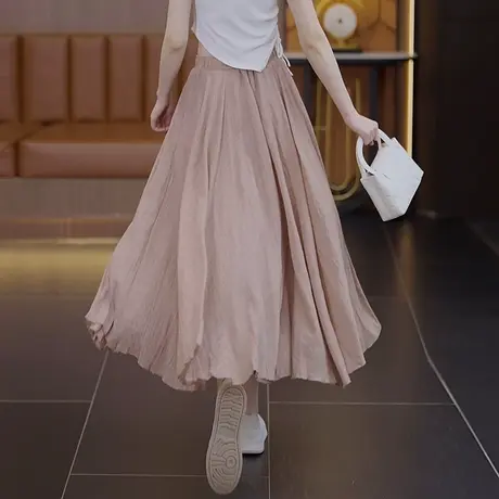 拉夏贝尔不规则半身裙女2025夏季新高腰设计感中长款A字大摆伞裙图片