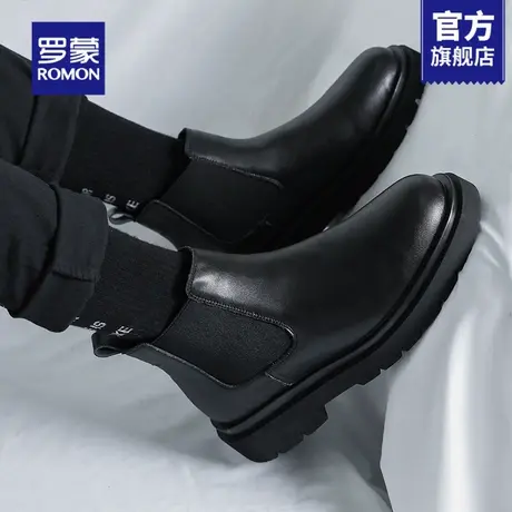 罗蒙马丁靴男2025新款秋季黑色高帮靴子男款英伦风男士切尔西靴RM图片