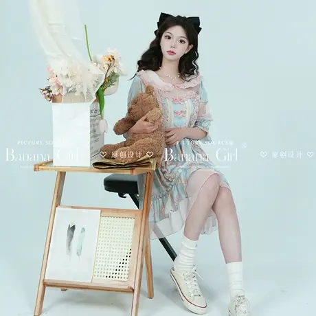 Bananagirl睡衣女新款夏季可爱洛丽塔风短袖连衣裙可外穿家居服女图片
