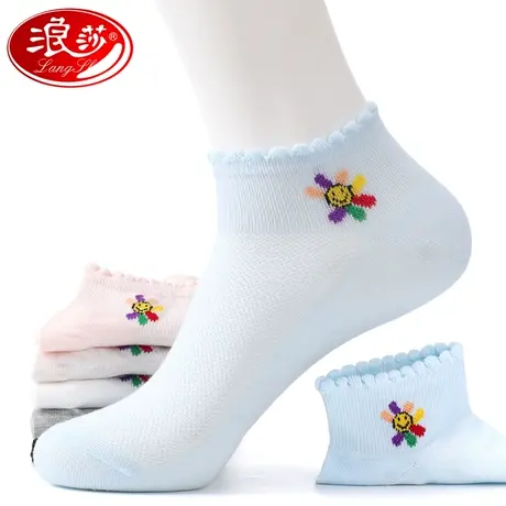 浪莎全棉袜女夏天薄款中筒袜纯棉夏季少女生网眼透气超薄女士袜子图片