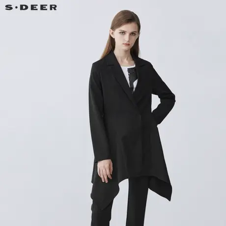 sdeer圣迪奥休闲西装领不规则通勤风衣外套女S21361702图片