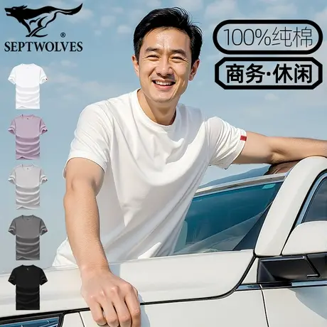 七匹狼t恤2025新款男纯棉短袖百搭简约春夏打底衫100%棉圆领内衣T图片