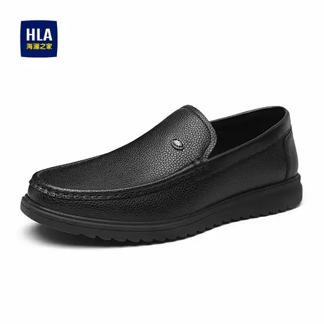 HLA/海澜之家男鞋新款正装一脚蹬皮鞋透气乐福鞋中年豆豆鞋商品大图