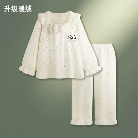 【超柔软】法兰绒睡衣女款冬季加厚保暖甜美高级感熊猫家居服套装图片
