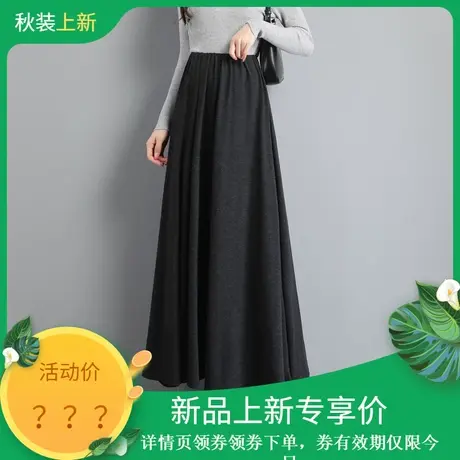 时尚气质百搭长款半身裙女士2023年秋季新款纯色通勤简约裙子图片