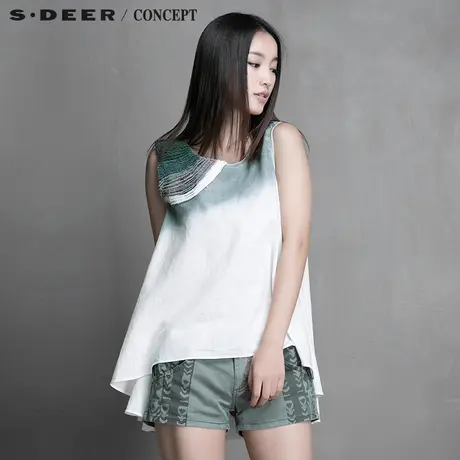 S&middot;DEER＼CONCEPT【新品】圣迪奥留须布边晕染阔摆上衣5280633图片
