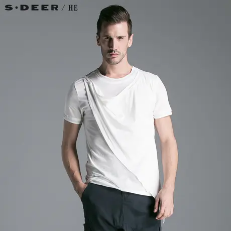 S.Deer/He【惠】 圣迪奥简约禅意男士短袖T恤H14270151图片