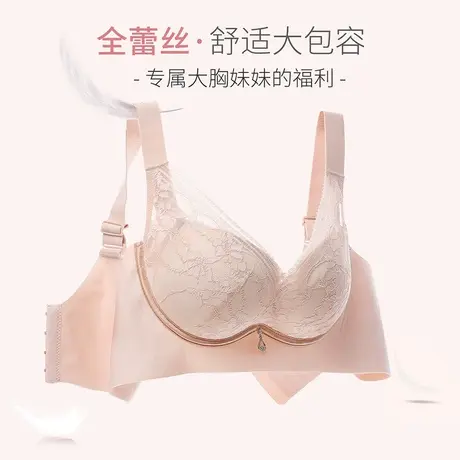 伊丝艾拉大胸显小无钢圈文胸 夏日新品蕾丝内衣女薄款软支撑聚拢图片