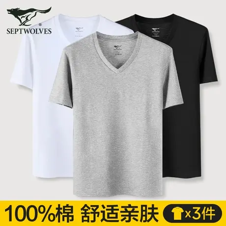 七匹狼男士短袖T恤纯棉夏季打底背心汗衫内衣100%全棉内穿老头衫图片