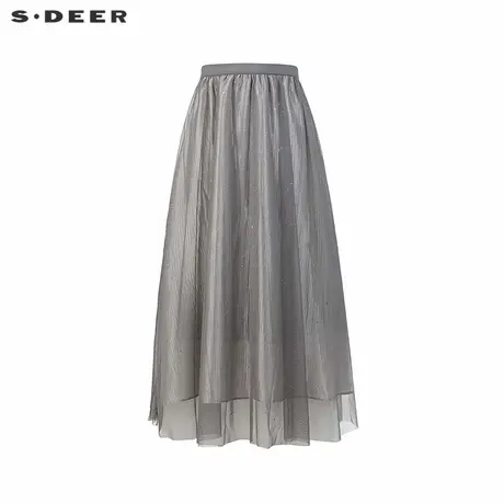 【好物体验专享】sdeer圣迪奥25新品网纱不规则A字长裙S253Z1112图片