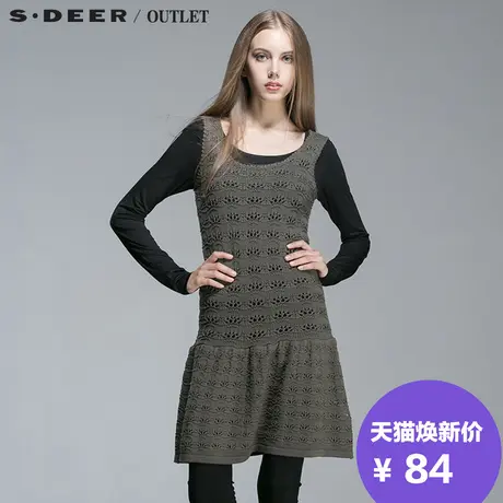s.deer圣迪奥秋装女镂空修身背心针织连衣裙S13381285图片