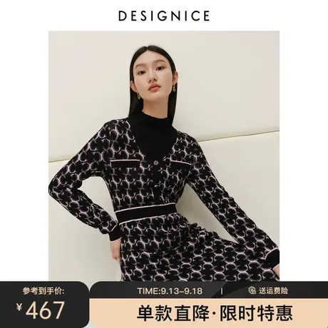 商场同款迪赛尼斯冬季新款高领秋冬打底裙长袖针织连衣裙女图片