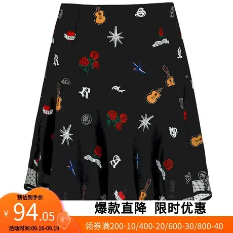 【艾格】2023夏新款碎花半身裙蕾丝拼接甜美优雅显瘦时尚休闲短裙图片