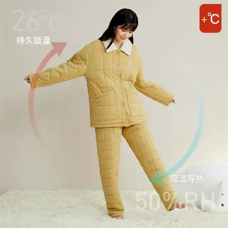 秋鹿【清仓仅剩小码】三层夹棉冬天睡衣女高级感简约家居服秋冬图片