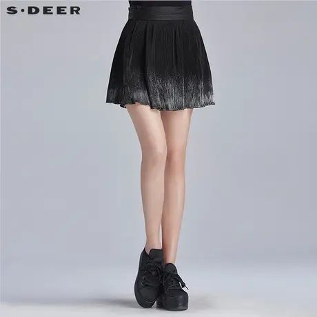 sdeer圣迪奥顺滑肌理折痕漆印短裙S16281343图片