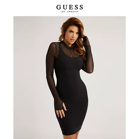 【38上新季】GUESS女士后置拉链性感气质长袖连衣裙图片