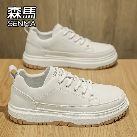 森马男鞋秋季高级感休闲低帮白色板鞋学生轻便运动厚底增高小白鞋图片