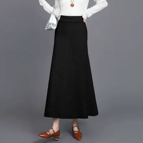 时尚针织a字鱼尾裙半身裙女2025秋季新款高腰显瘦垂感长裙休闲裙图片