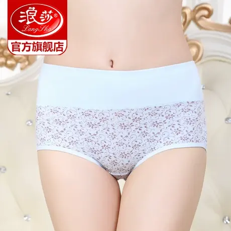 4条浪莎女士内裤性感纯棉高腰收腹提臀三角裤春夏薄款妈妈短裤衩图片