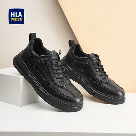 HLA/海澜之家男鞋新款秋季拼接时尚通勤免系带皮鞋百搭耐磨休闲鞋图片