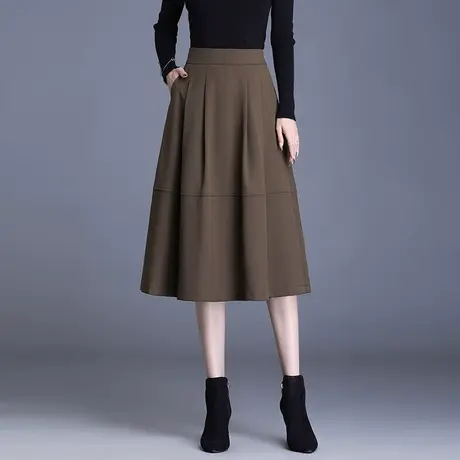 简约休闲裙子女半身裙春季2023新款高腰遮胯显瘦中长款a字裙伞裙图片