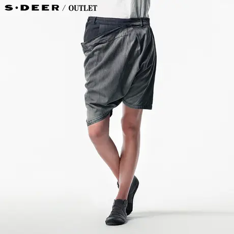 sdeer圣迪奥专柜正品女装夏设计感中性风牛仔短裤3280790图片