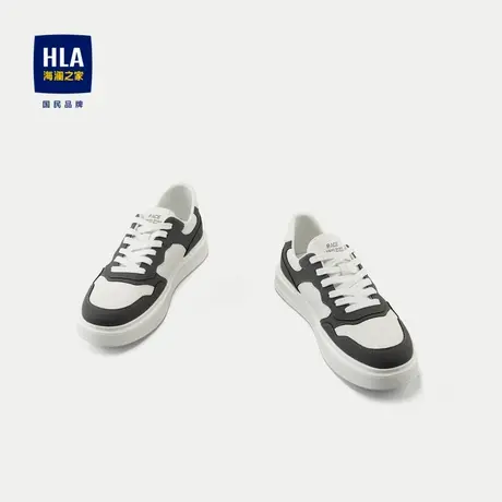 HLA/海澜之家抽绳系带休闲鞋2024新款撞色拼接圆头字母印花鞋子男图片