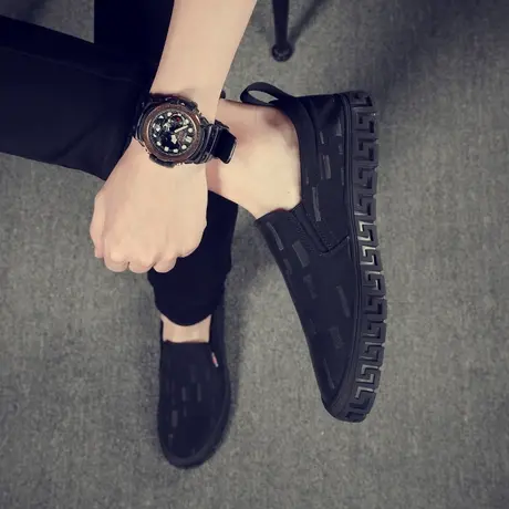 奥象2024春季新款帆布懒人百搭潮流休闲布鞋一脚蹬男鞋板鞋男透气图片