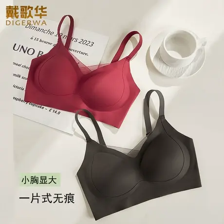戴歌华小胸聚拢女士内衣无钢圈一片式无痕舒适性感蕾丝文胸中厚杯图片